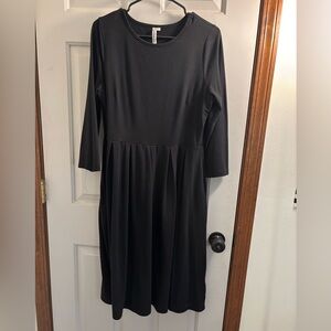📦Bundle for $5! Black easy wear midi jersey dress 3/4 sleeve with pockets sz XL